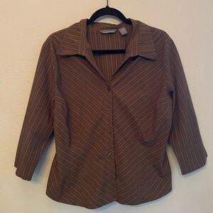 Hillard & Hanson Brown Pinstripe Button Down Shirt